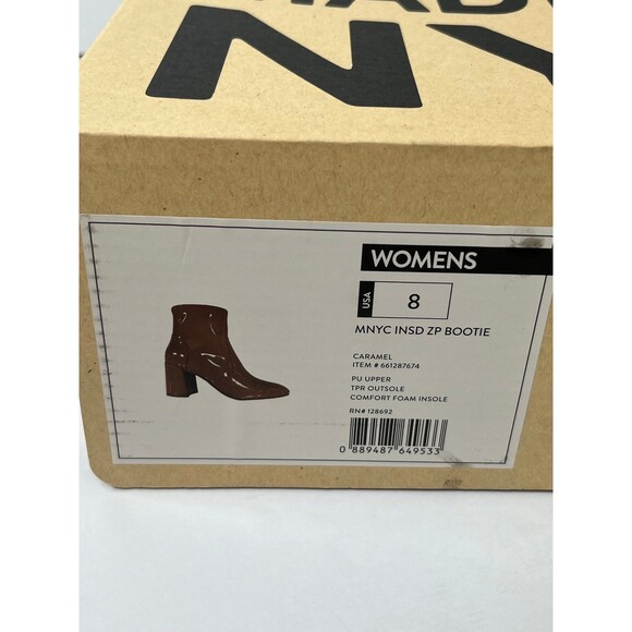 NIB Women's Madden NYC Side Zip Heeled Bootie Shoes-Caramel Size 8 #332 - Picture 12 of 12